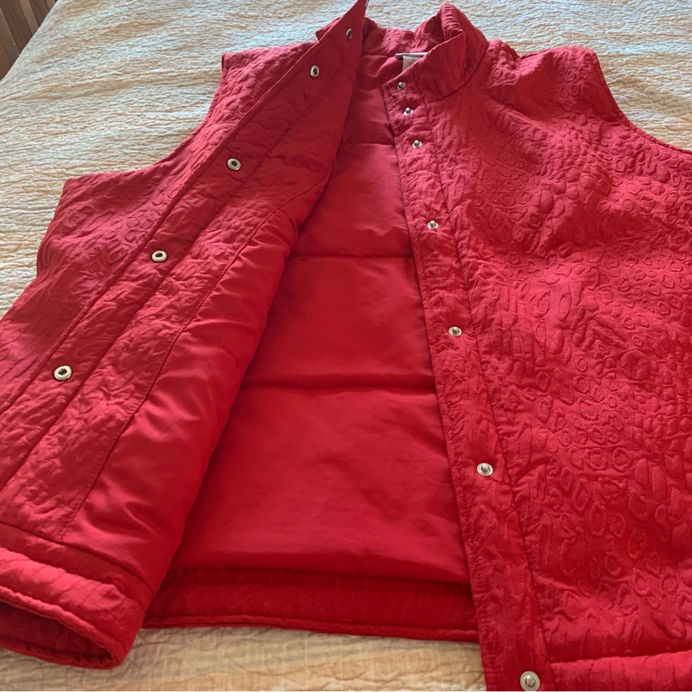 Chico’s Weekends Red Quilted Vest with Snap Buttons Size 16 - Picture 6 of 13